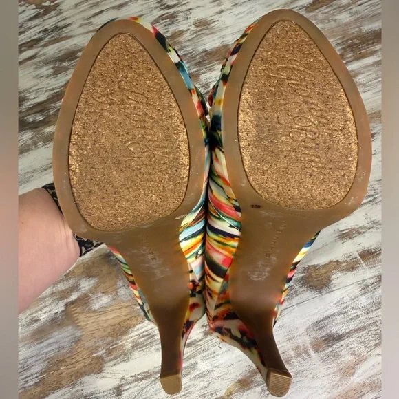 Gianni Bini Platform Peeptoe Pumps Heels 9.5 Vibrant Multicolor - Picture 8 of 13